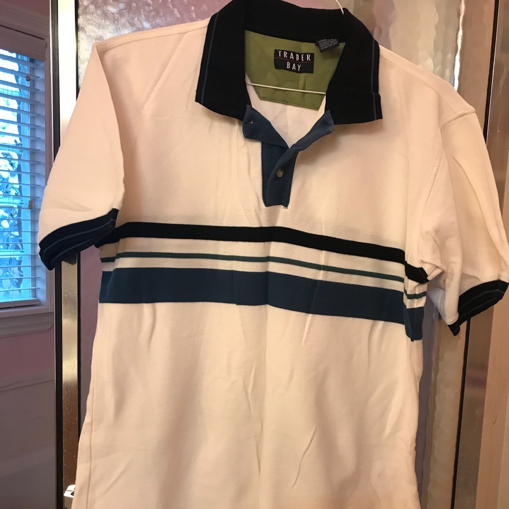 Men’s white Polo T-Shirt short sleeve shirt Size M